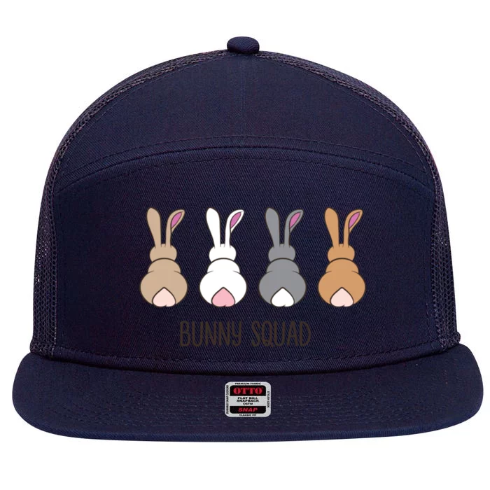 Bunny Squad Funny Rabbits Team Gift 7 Panel Mesh Trucker Snapback Hat