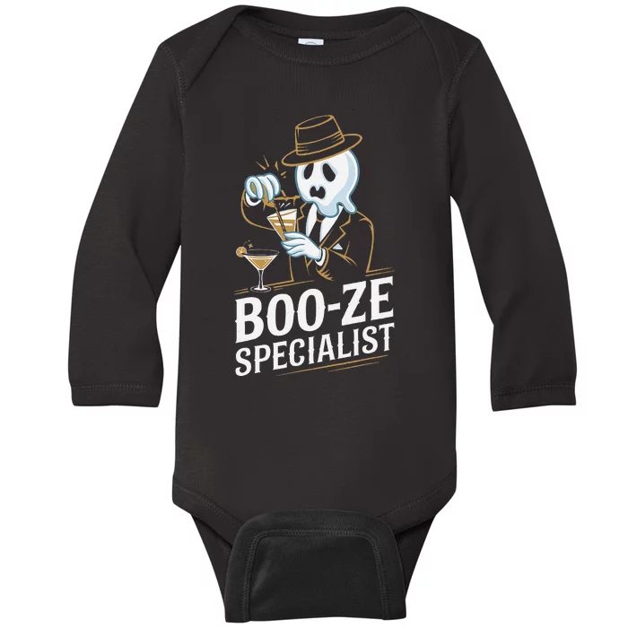 Booze Specialist Funny Ghost For Halloween Party Lovers Baby Long Sleeve Bodysuit