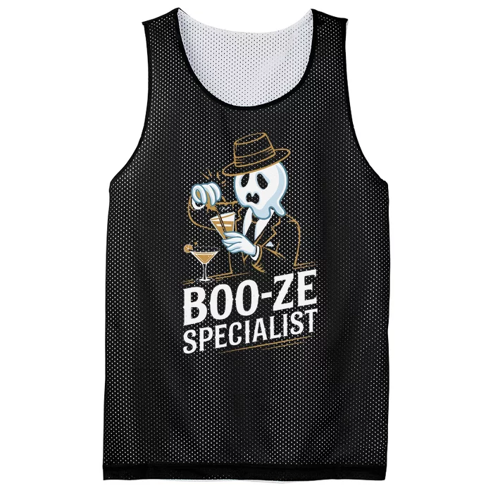 Booze Specialist Funny Ghost For Halloween Party Lovers Mesh Reversible Basketball Jersey Tank