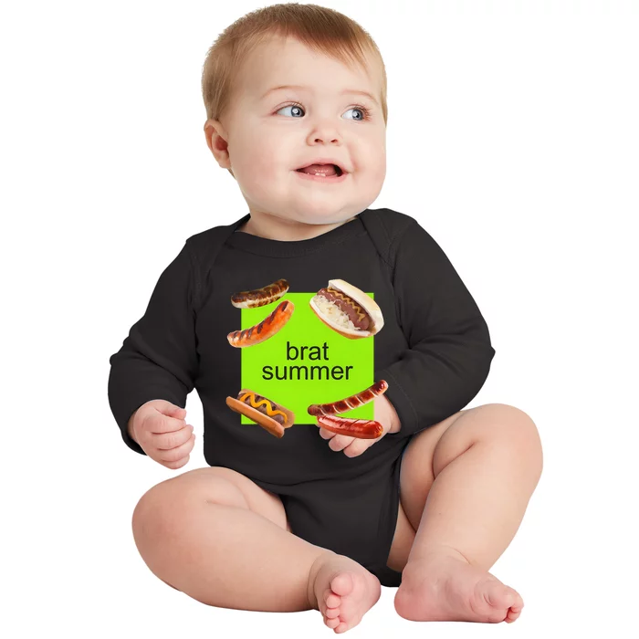 Brat Summer Funny Hot Dog Bratwurst Summer Baby Long Sleeve Bodysuit