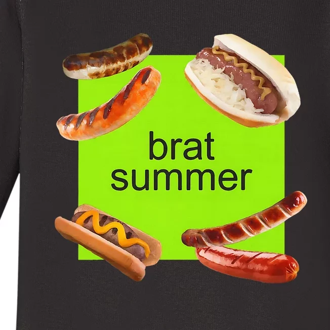 Brat Summer Funny Hot Dog Bratwurst Summer Baby Long Sleeve Bodysuit