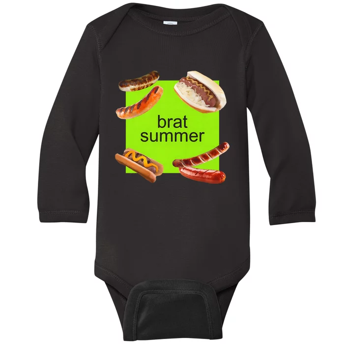 Brat Summer Funny Hot Dog Bratwurst Summer Baby Long Sleeve Bodysuit