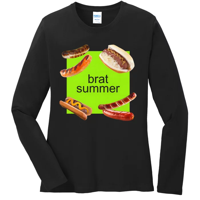 Brat Summer Funny Hot Dog Bratwurst Summer Ladies Long Sleeve Shirt