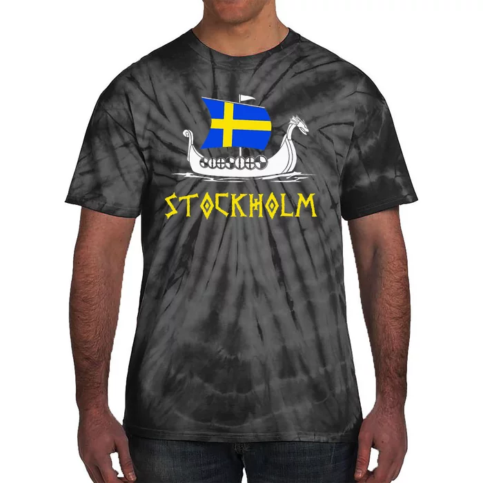 Boat Swedish Flag Sweden Viking Ship Stockholm Tie-Dye T-Shirt