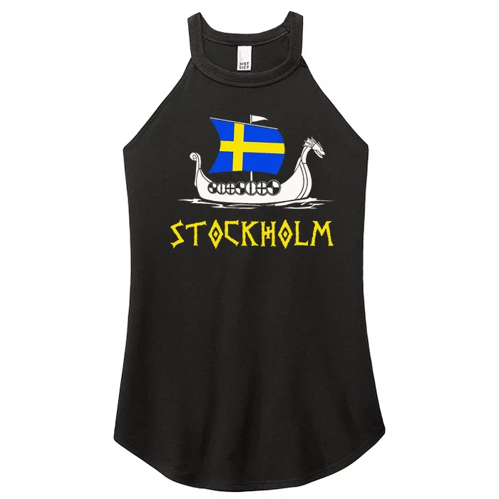 Boat Swedish Flag Sweden Viking Ship Stockholm Women’s Perfect Tri Rocker Tank