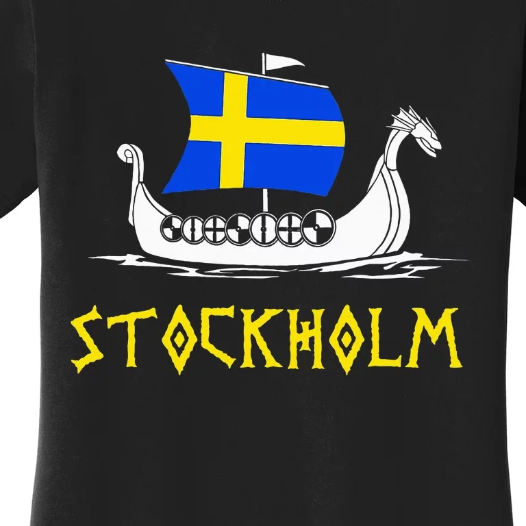 Boat Swedish Flag Sweden Viking Ship Stockholm Women's T-Shirt