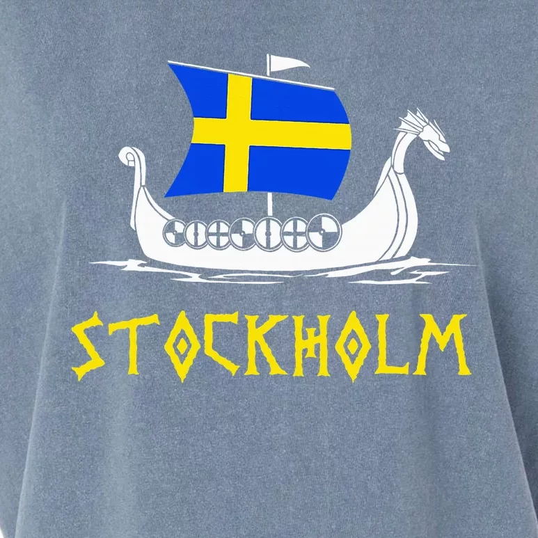 Boat Swedish Flag Sweden Viking Ship Stockholm Garment-Dyed Women's Muscle Tee