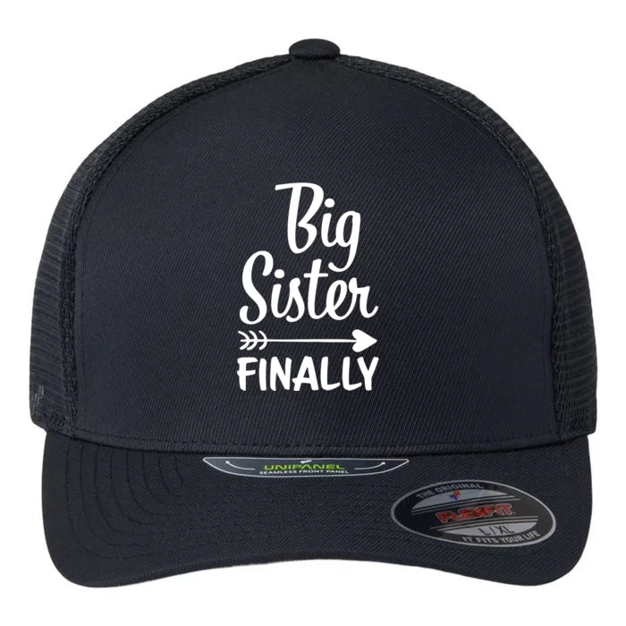 Big Sister Finally Kids Big Sister Flexfit Unipanel Trucker Cap