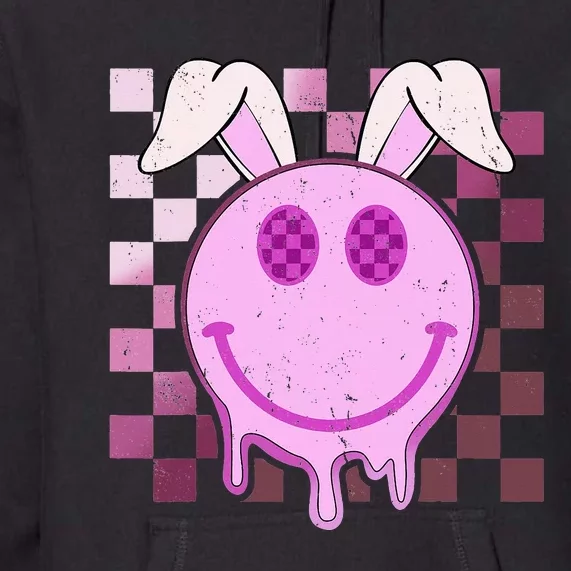 Bunny Smile Face Happy Easter Day Rabbit Groovy Premium Hoodie