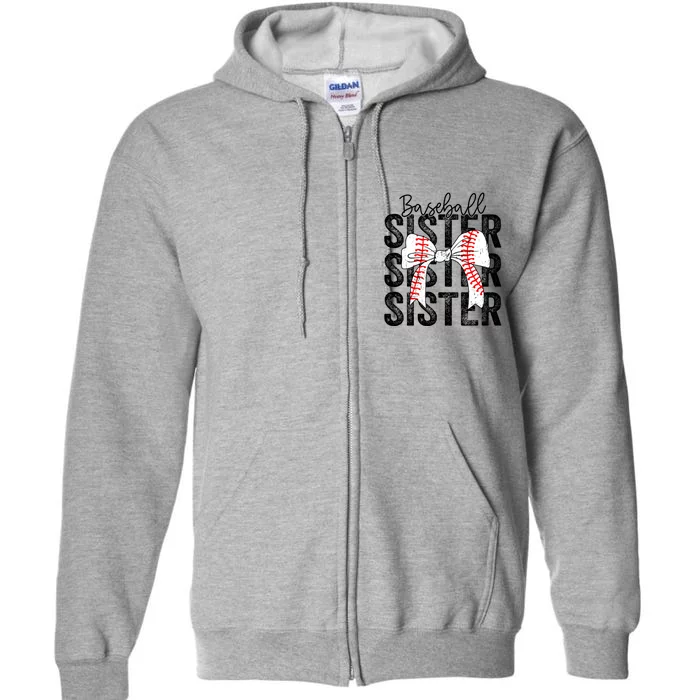 Baseball Sister Funny Baseball Life Softball Life Girl Women Full Zip Hoodie