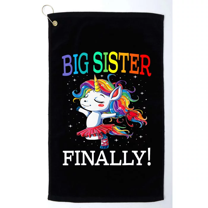 Big Sister Finally Unicorn New Born Gift For Girl Platinum Collection Golf Towel