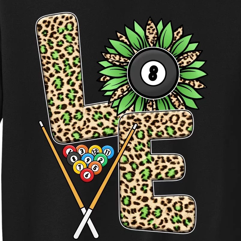 Billiards Shirts Funny, Love Billiards Snooker Pool Leopard Sunflower Sports Sweatshirt