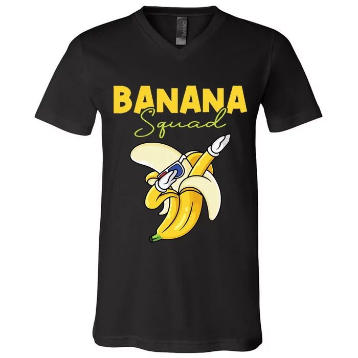 Banana Squad Funny Dabbing Banana Food & Dab V-Neck T-Shirt