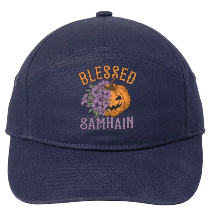 Blessed Samhain Flower Floral Halloween Pumpkin Head 7-Panel Snapback Hat