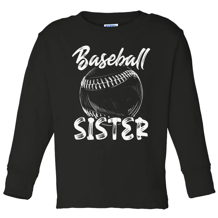 Baseball Sister For  Family Matching Players Team Toddler Long Sleeve Shirt