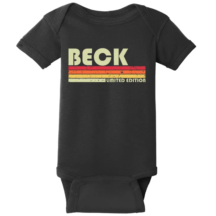 Beck Surname Funny Retro Vintage 80s 90s Birthday Reunion Baby Bodysuit