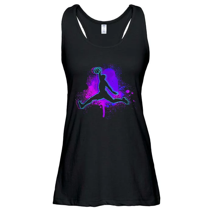 Basketball Sports Fan Player Slam Dunk Ladies Essential Flowy Tank