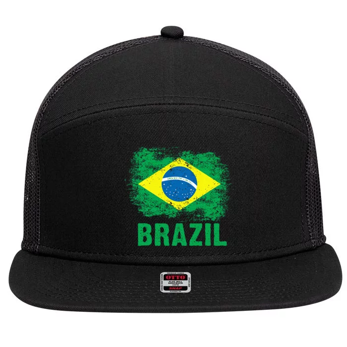 Brazil Soccer Football Brazilian Flag 7 Panel Mesh Trucker Snapback Hat