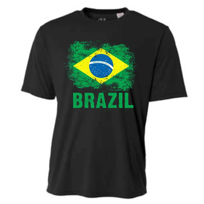 Brazil Soccer Football Brazilian Flag Cooling Performance Crew T-Shirt