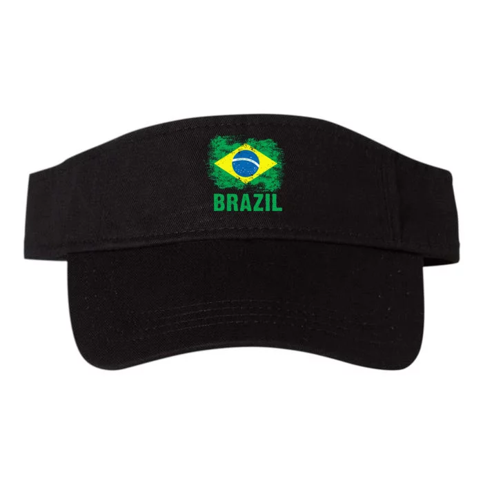 Brazil Soccer Football Brazilian Flag Valucap Bio-Washed Visor