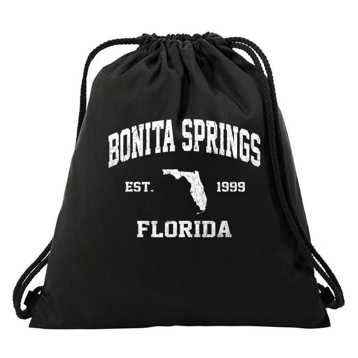 Bonita Springs Florida FL Vintage State Athletic Style Drawstring Bag