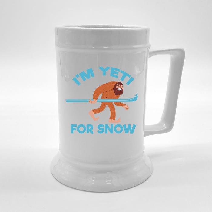 Bigfoot Skiing Funny Im Yeti For Snow Gift Front & Back Beer Stein