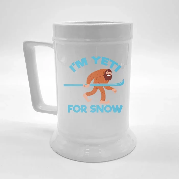 Bigfoot Skiing Funny Im Yeti For Snow Gift Front & Back Beer Stein