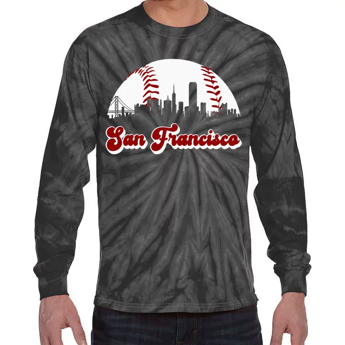 Baseball San Francisco Vintage Giant Ball National Pastime Tie-Dye Long Sleeve Shirt