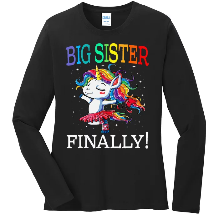 Big Sister Finally Unicorn Ladies Long Sleeve Shirt