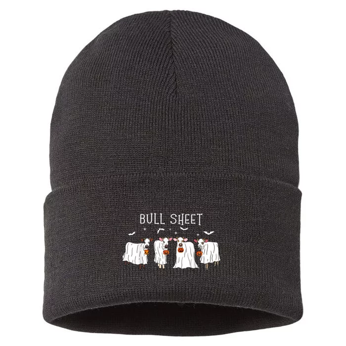 Bull Sheet Funny Ghost Cows Sustainable Knit Beanie