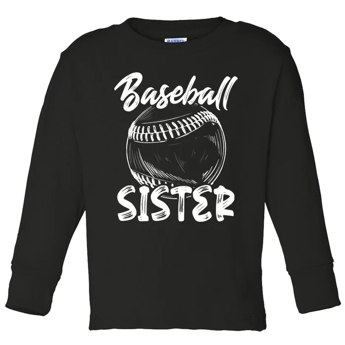 Baseball Sister For Wo Family Matching Players Team Toddler Long Sleeve Shirt