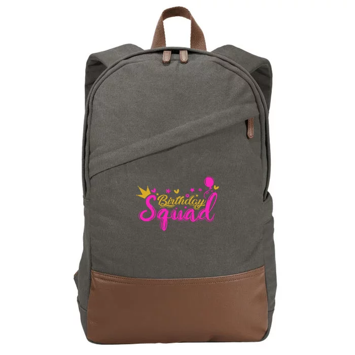 Birthday Squad Funny Birthday Party Girl Cotton Canvas Backpack