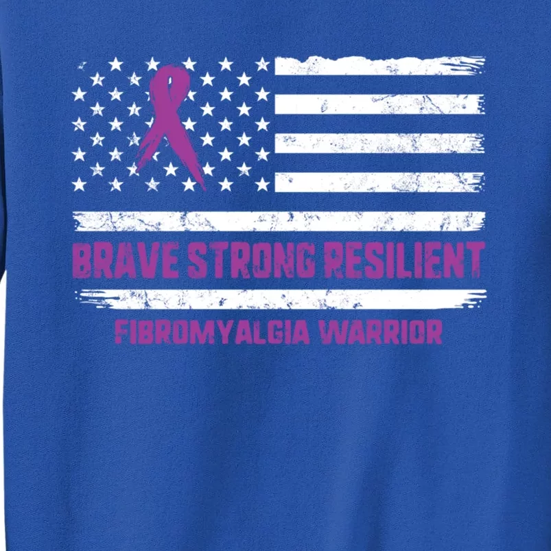 Brave Strong Fibromyalgia Warrior Awareness Usa Flag Chronic Gift Sweatshirt