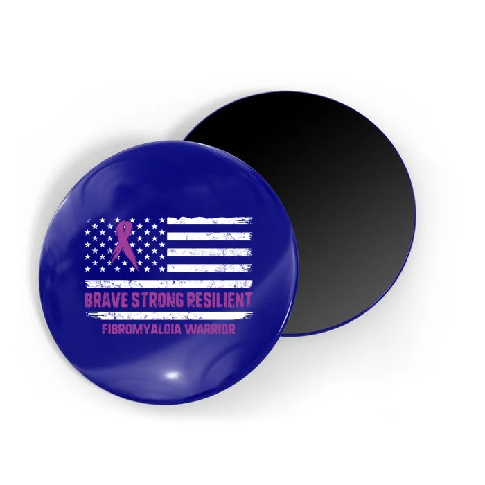 Brave Strong Fibromyalgia Warrior Awareness Usa Flag Chronic Gift Magnet