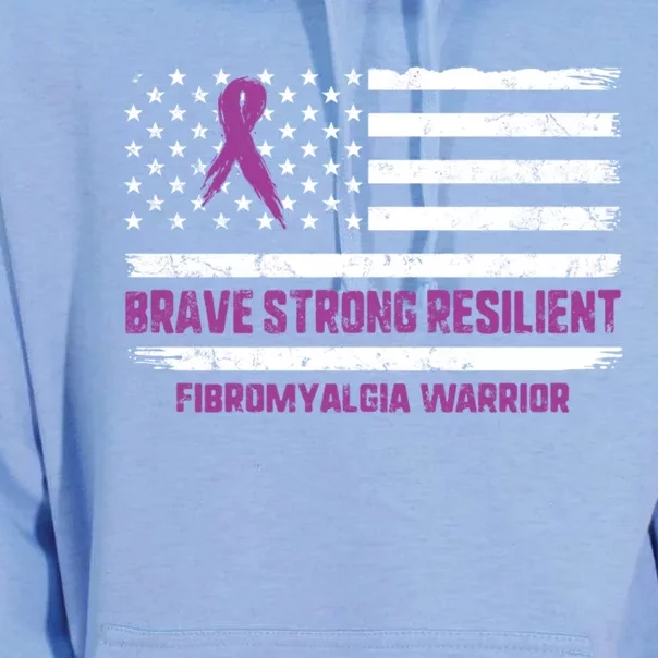 Brave Strong Fibromyalgia Warrior Awareness Usa Flag Chronic Gift Unisex Surf Hoodie