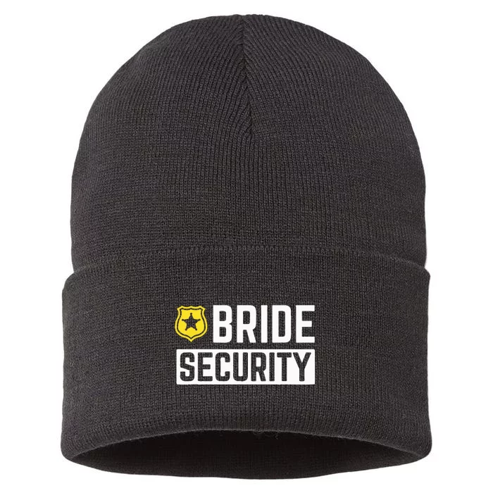 Bride Security Funny Wedding Bridal Party Sustainable Knit Beanie