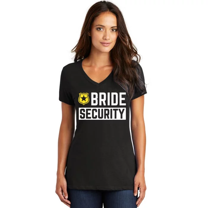 Bride Security Funny Wedding Bridal Party Women's V-Neck T-Shirt