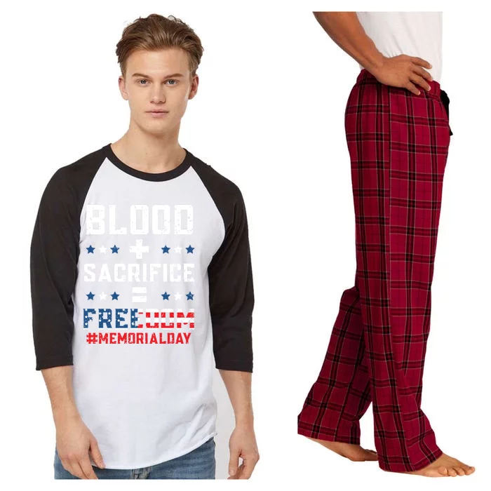 Blood Sacrifice Freedom Usa American Flag Memorial Day Cool Gift Raglan Sleeve Pajama Set