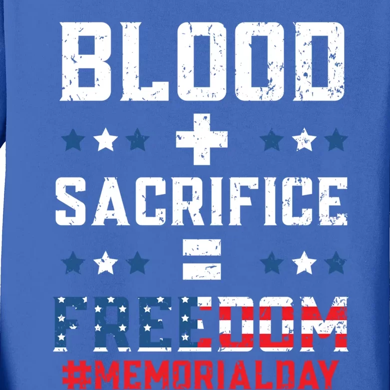 Blood Sacrifice Freedom Usa American Flag Memorial Day Cool Gift Kids Long Sleeve Shirt