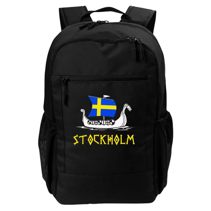 Boat Swedish Flag Sweden Viking Ship Stockholm Daily Commute Backpack