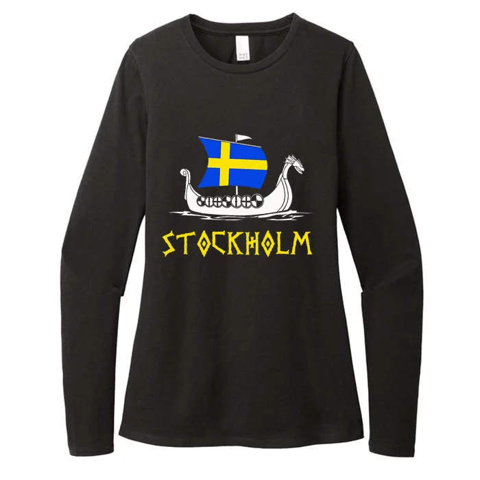 Boat Swedish Flag Sweden Viking Ship Stockholm Womens CVC Long Sleeve Shirt