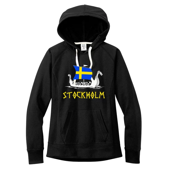 Boat Swedish Flag Sweden Viking Ship Stockholm Women's Fleece Hoodie