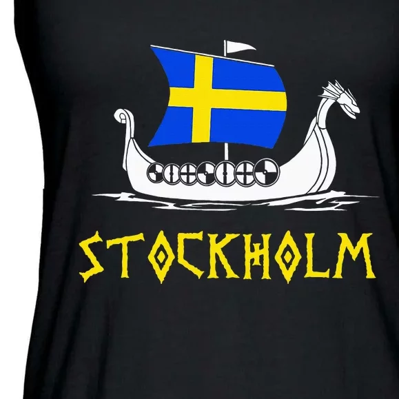 Boat Swedish Flag Sweden Viking Ship Stockholm Ladies Essential Flowy Tank