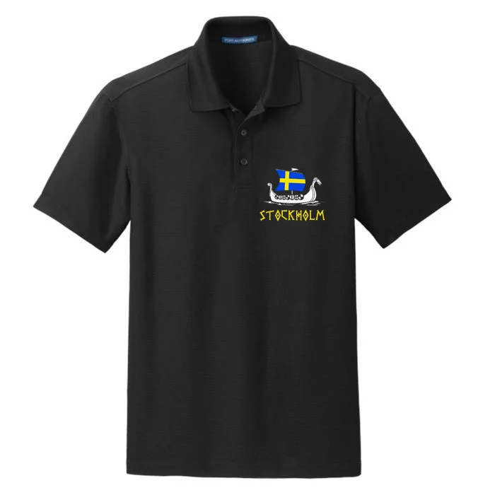 Boat Swedish Flag Sweden Viking Ship Stockholm Dry Zone Grid Performance Polo