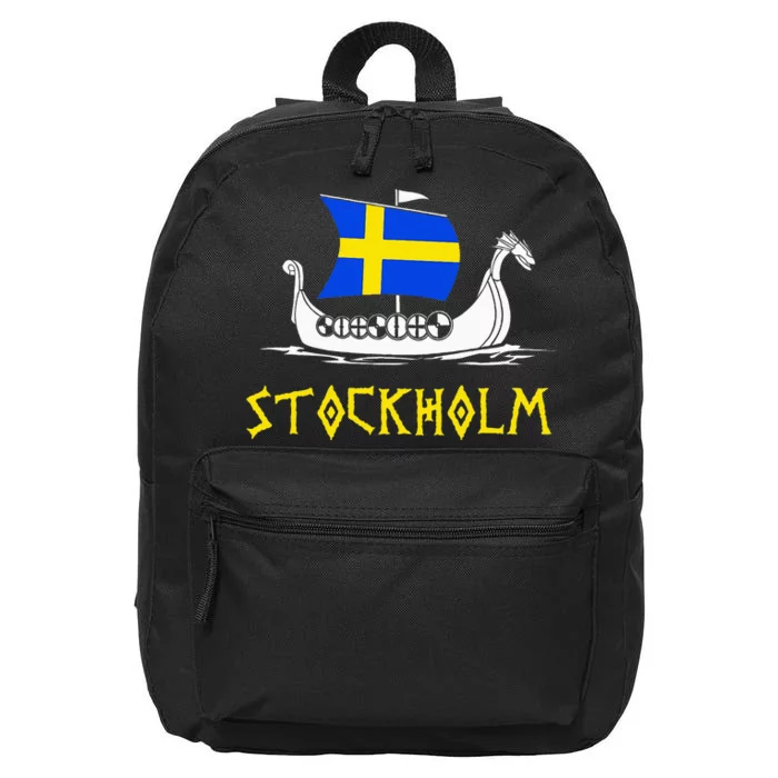 Boat Swedish Flag Sweden Viking Ship Stockholm 16 in Basic Backpack