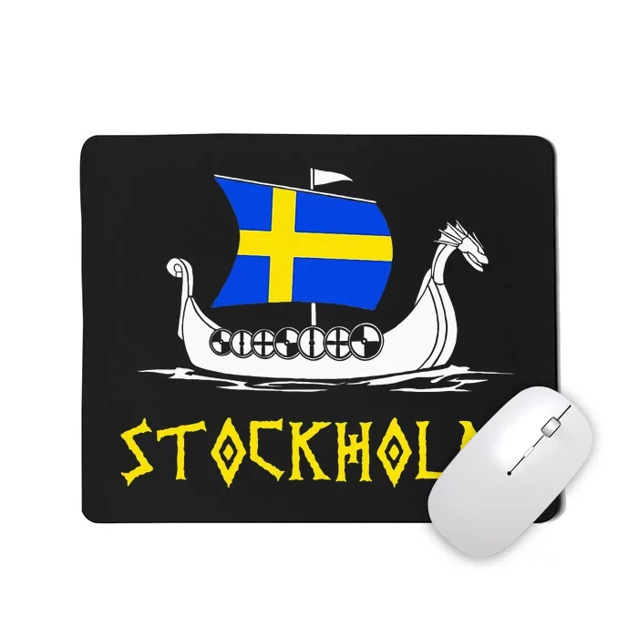 Boat Swedish Flag Sweden Viking Ship Stockholm Mousepad