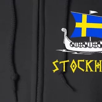 Boat Swedish Flag Sweden Viking Ship Stockholm Full Zip Hoodie