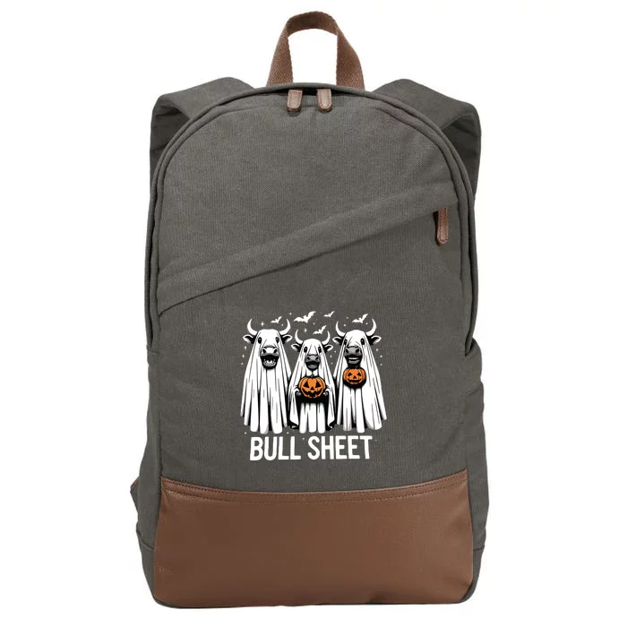 Bull Sheet Funny Ghost Cow Halloween Cotton Canvas Backpack