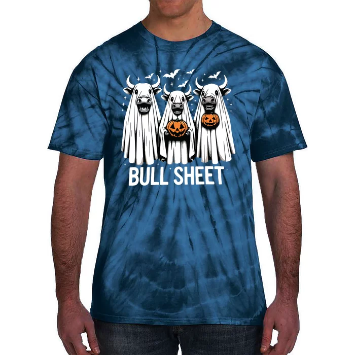 Bull Sheet Funny Ghost Cow Halloween Tie-Dye T-Shirt