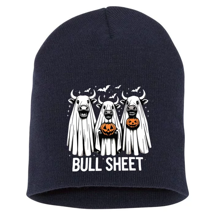 Bull Sheet Funny Ghost Cow Halloween Short Acrylic Beanie